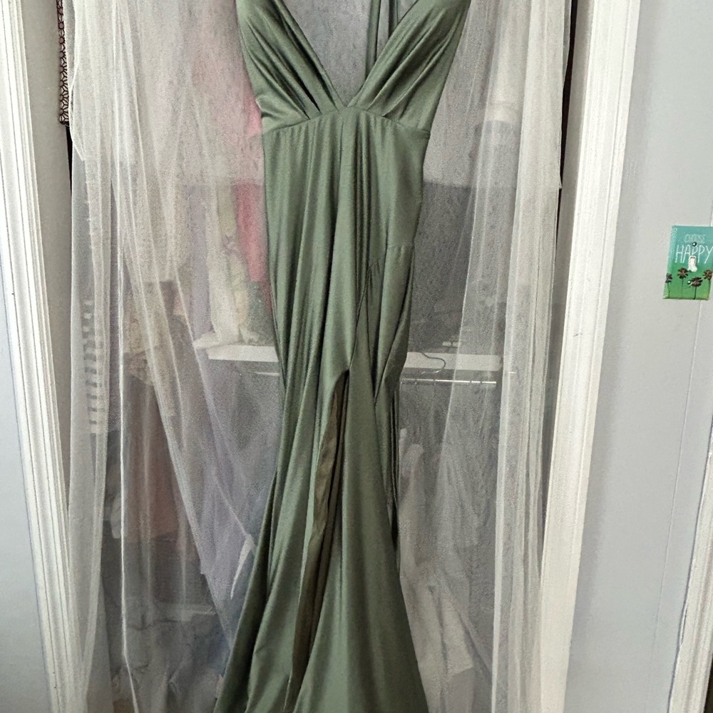 Sage or Olive Green Jessica Angel Prom Dress Style 2348 Size Small